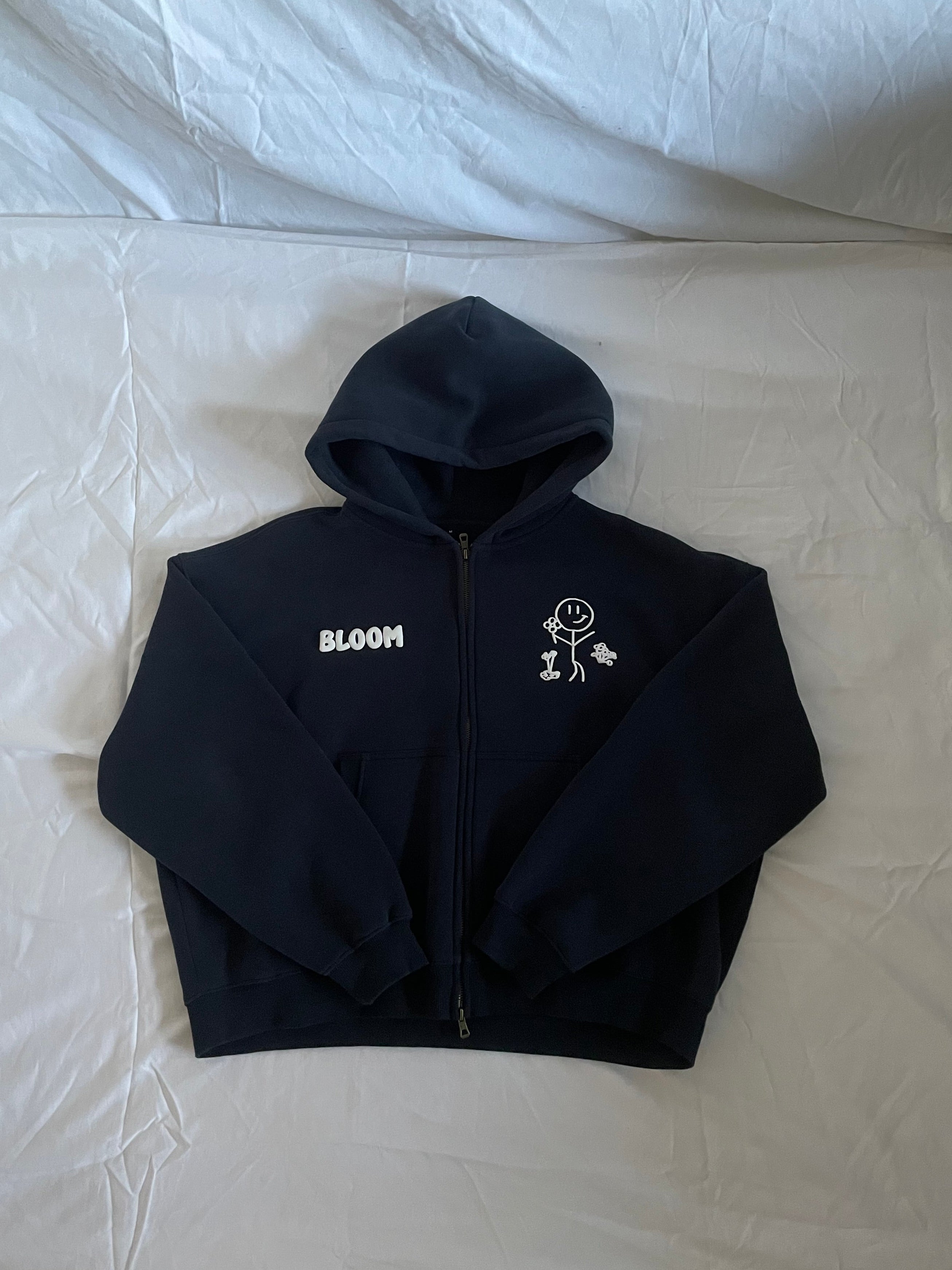 NAVY CROPPED ZIP-UP