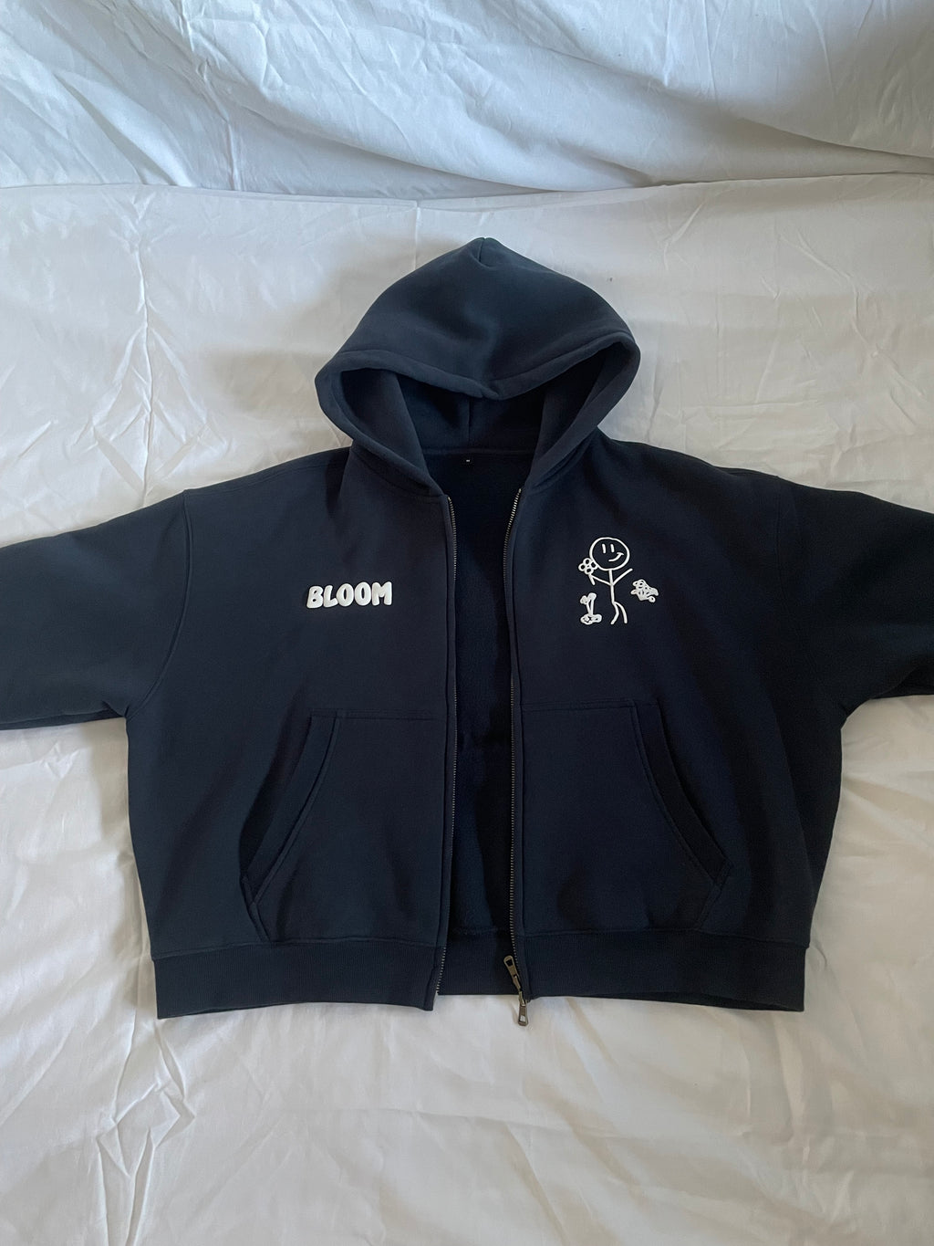 NAVY CROPPED ZIP-UP