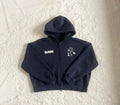 NAVY CROPPED ZIP-UP