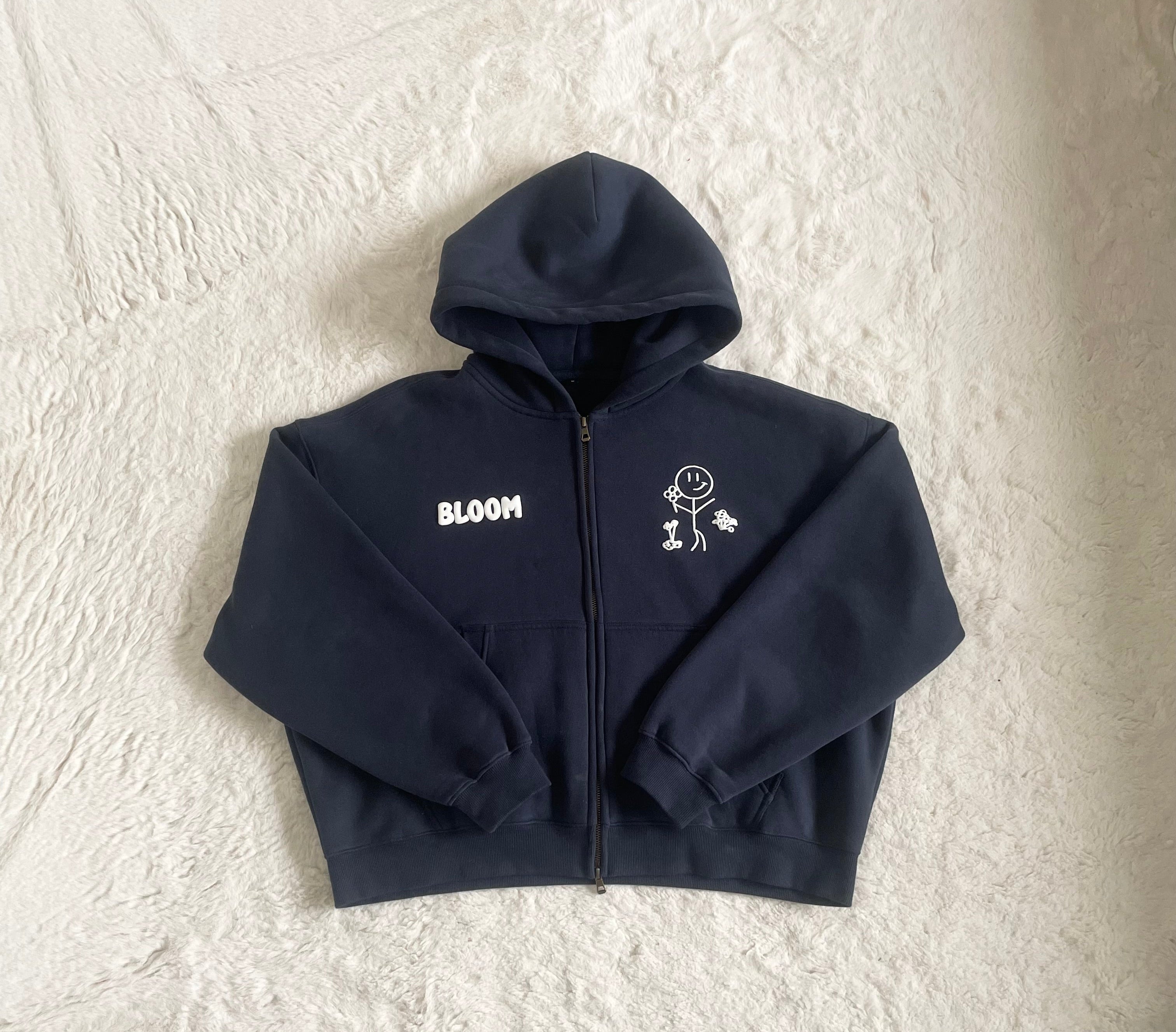 NAVY CROPPED ZIP-UP
