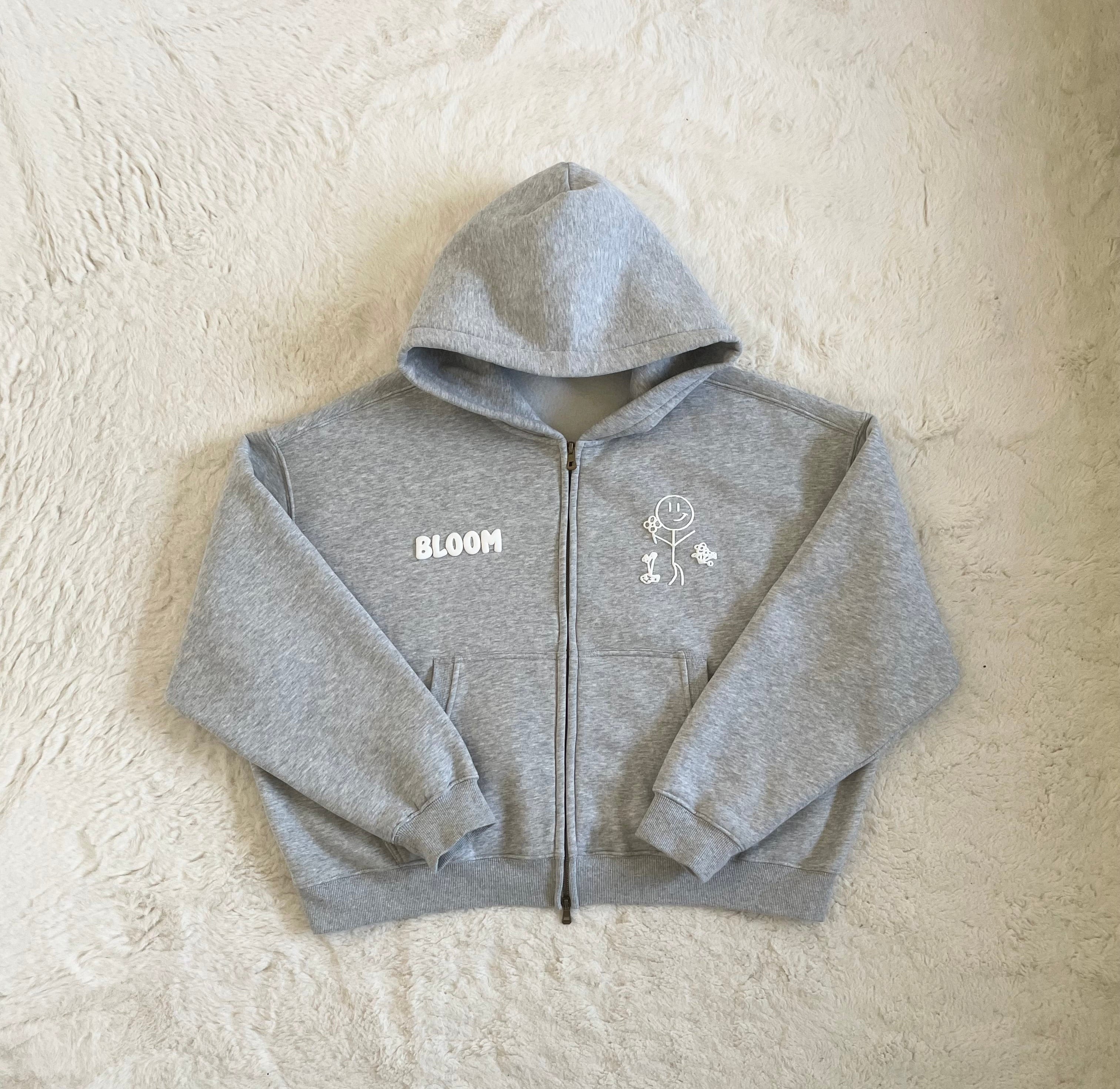 HEATHER GREY CROPPED ZIP-UP