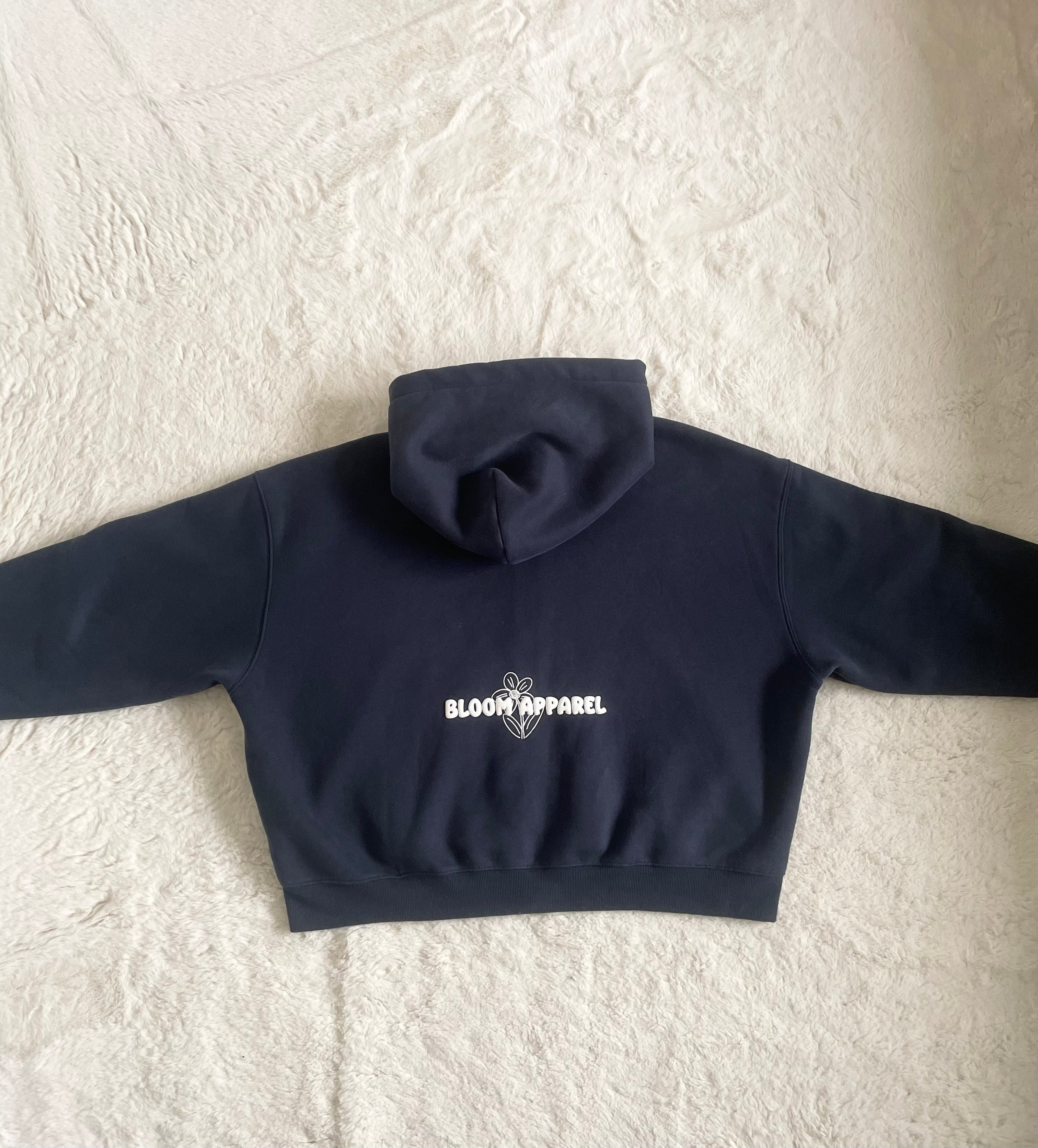 NAVY CROPPED ZIP-UP