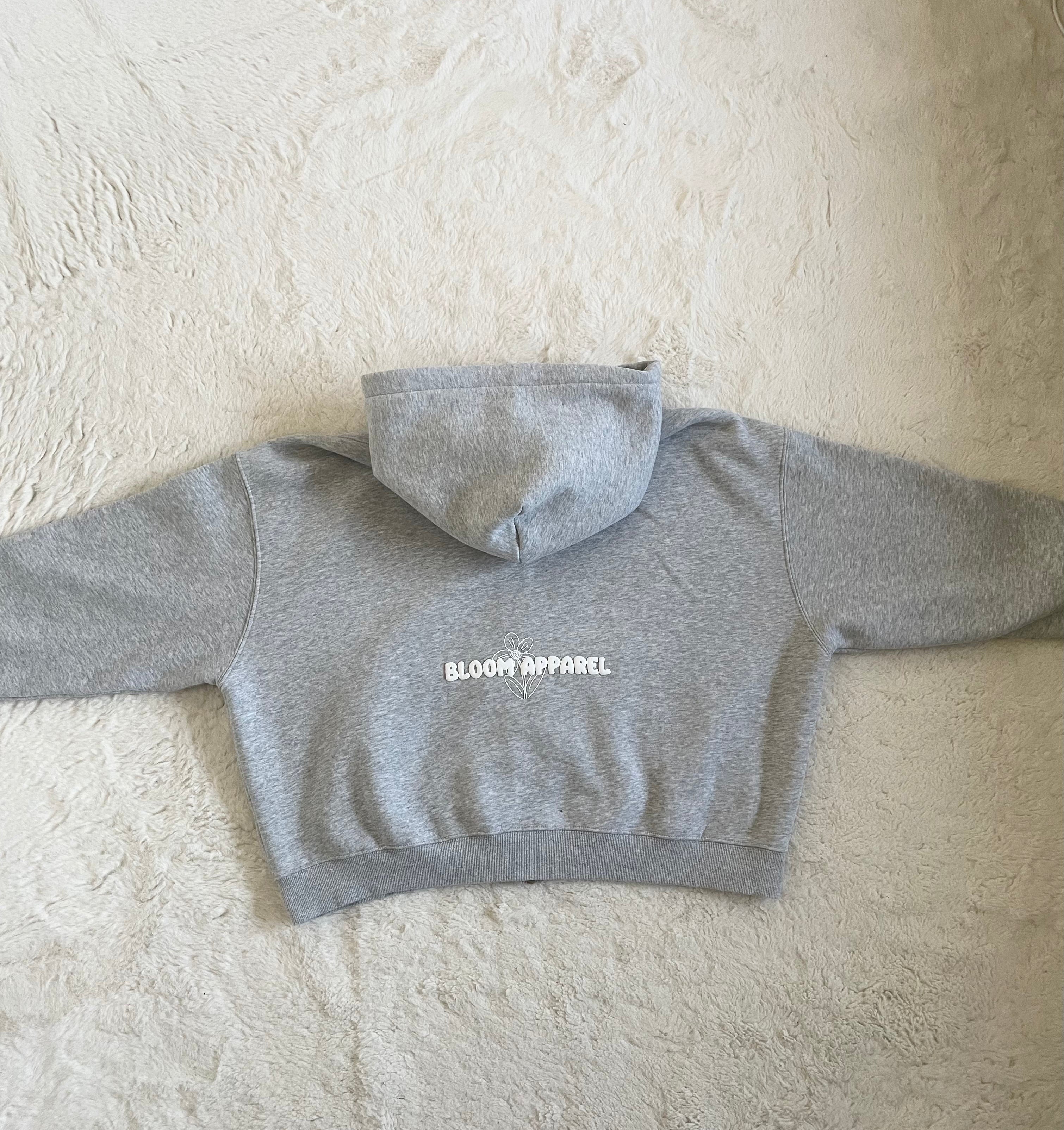 HEATHER GREY CROPPED ZIP-UP
