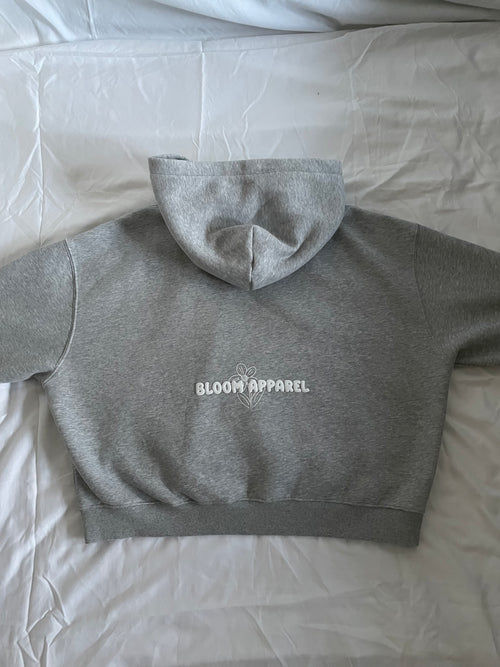 HEATHER GREY CROPPED ZIP-UP