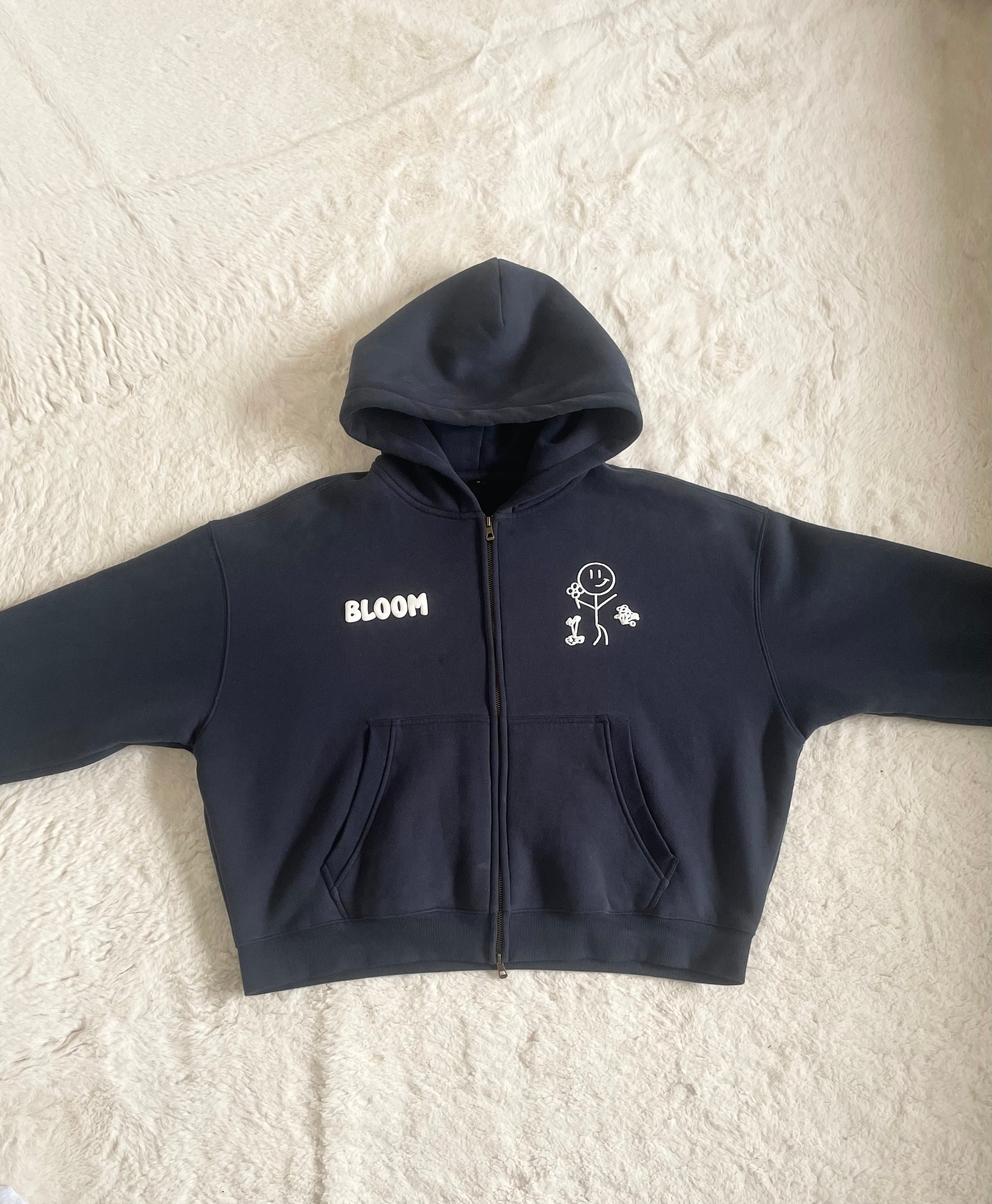 NAVY CROPPED ZIP-UP